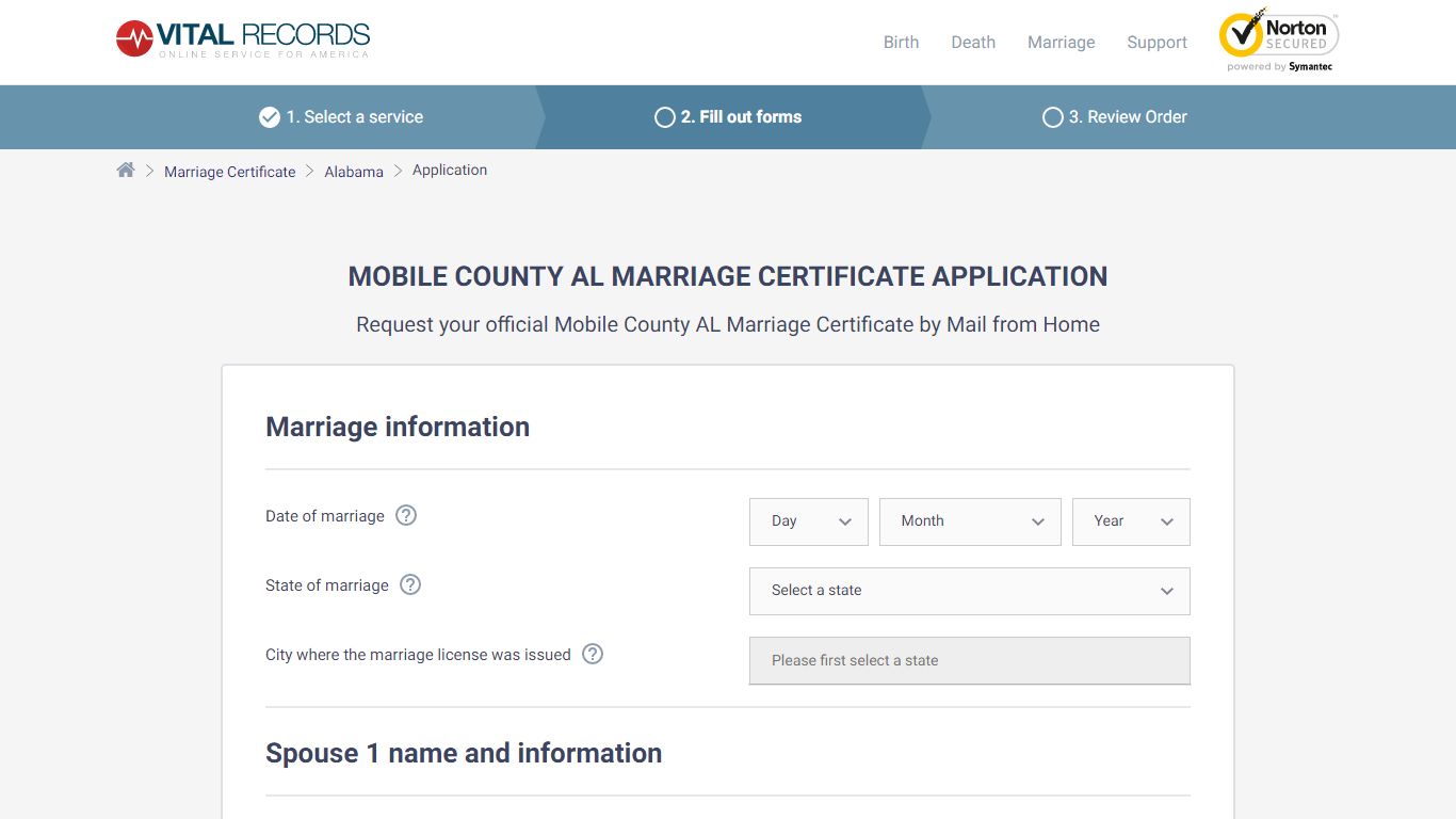 Mobile County AL Marriage Certificate Application - Vital Records Online